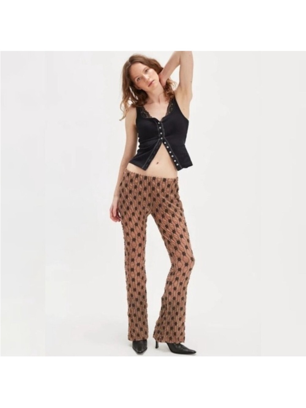 NEW Free People Margot Lace Flare Pants in Woodsmoke Size L